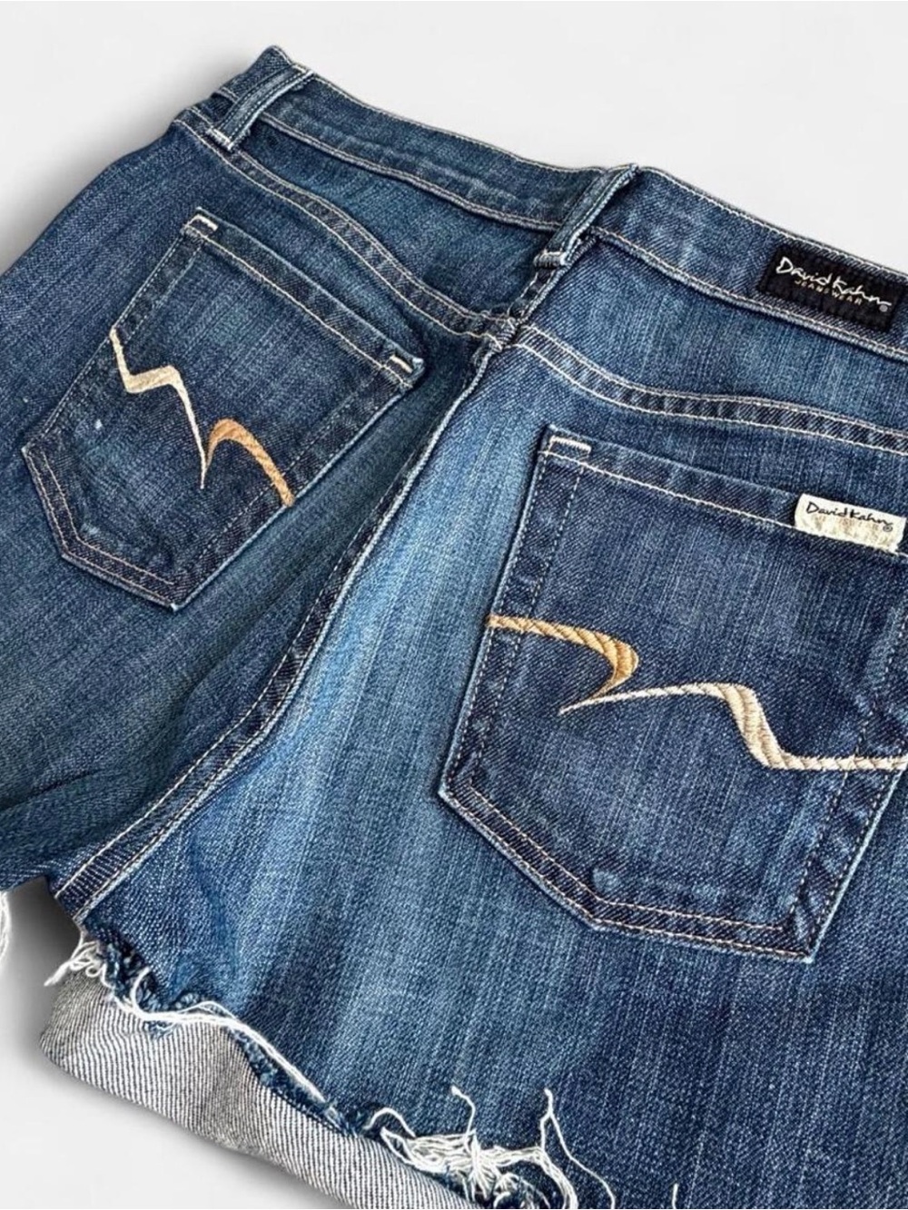 David Kahn Womens Jean Shorts size 10 Denim Blue cut off cuffed Cotton Mid rise